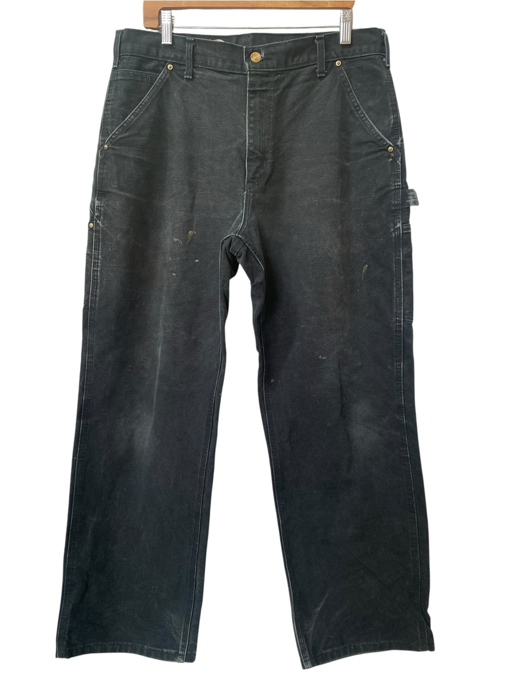 Carhartt Men's Black Workwear Carpenter Pants 34x30 Distressed Worn